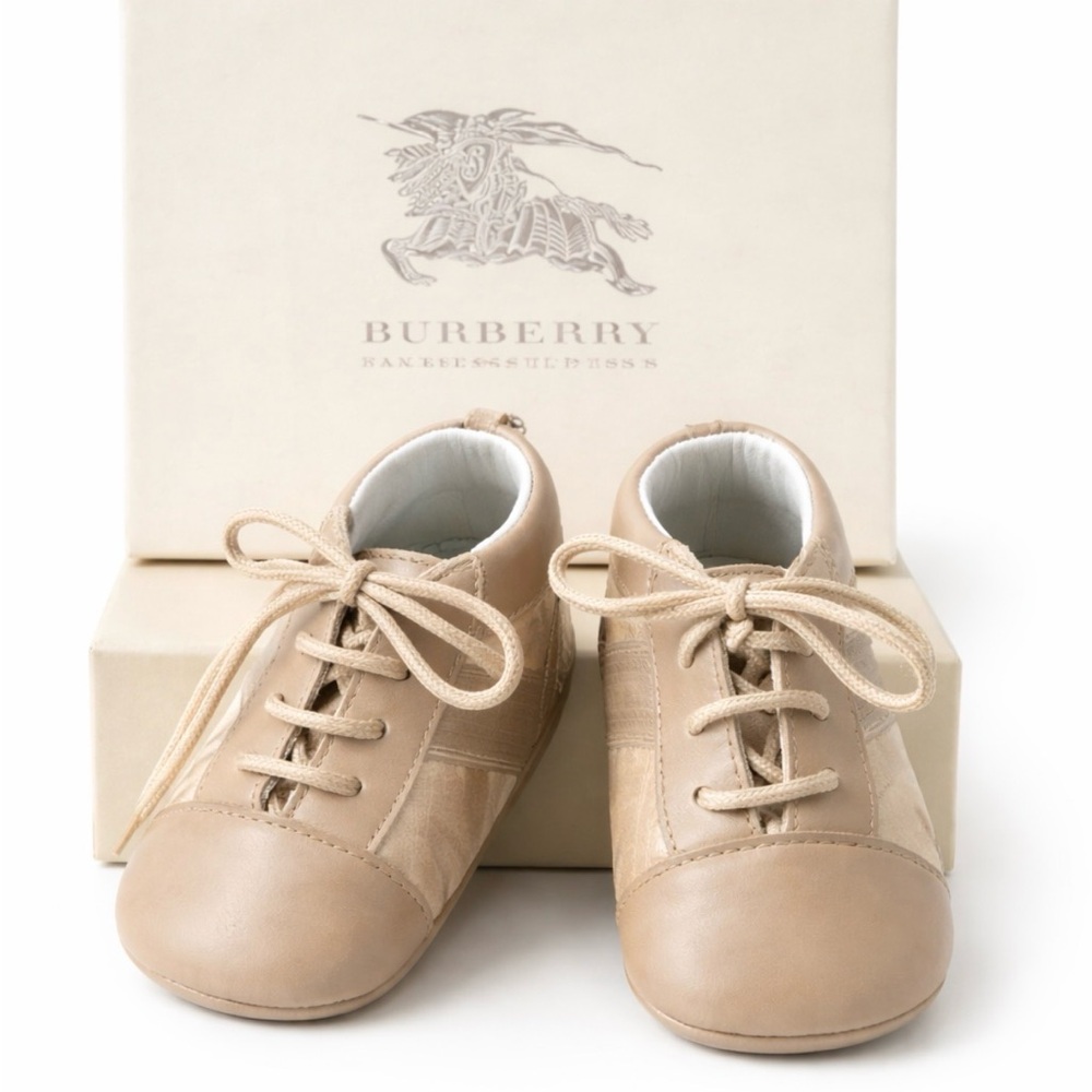 Burberry Baby Leather Sneakers – Beige/Tan – Box not Included. Size EU-17/US 2